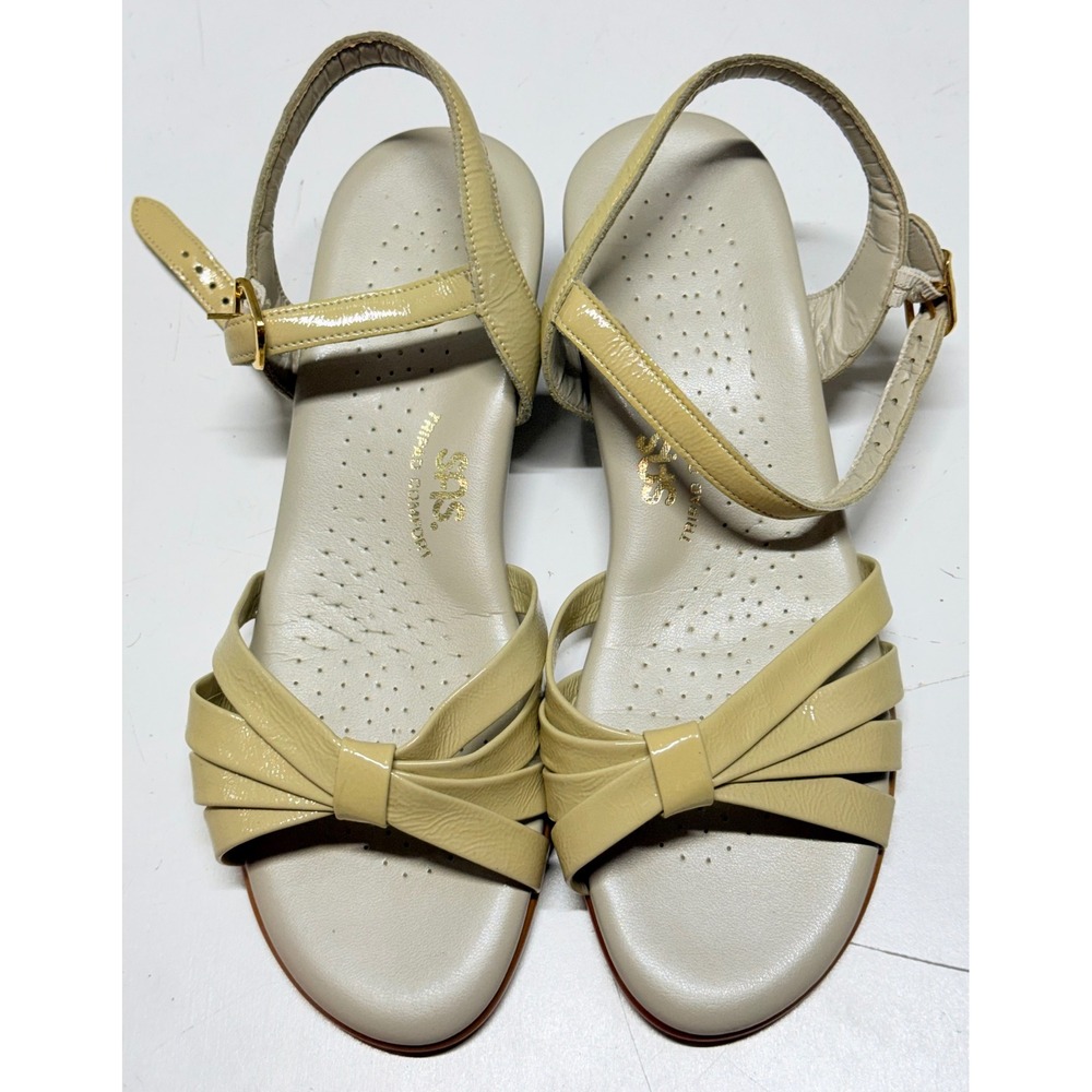 SAS Strippy Tripad Comfort Women 7.5W Beige Wedge Sandals Made in USA